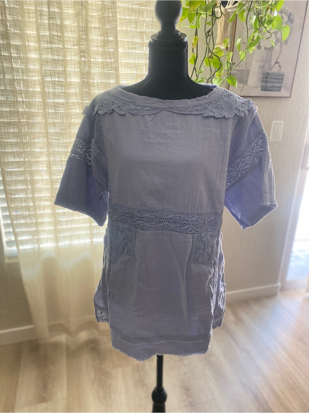 We The Free Sky Blue Boho Lace-Trim Tunic - Picture 7 of 15